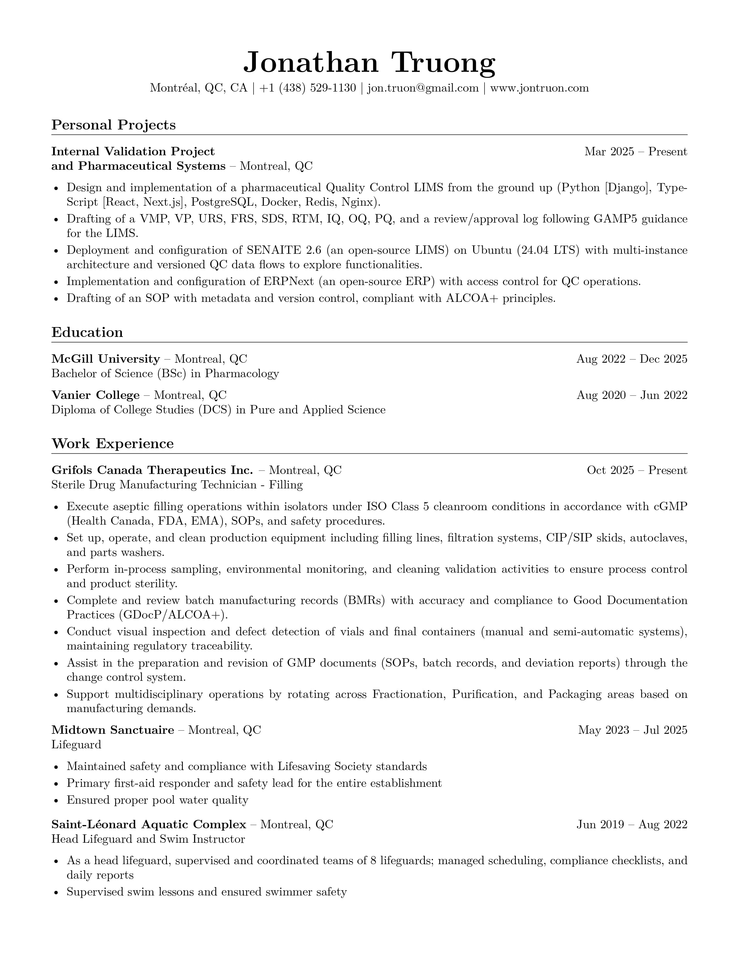 Jonathan Truong Resume Page 1